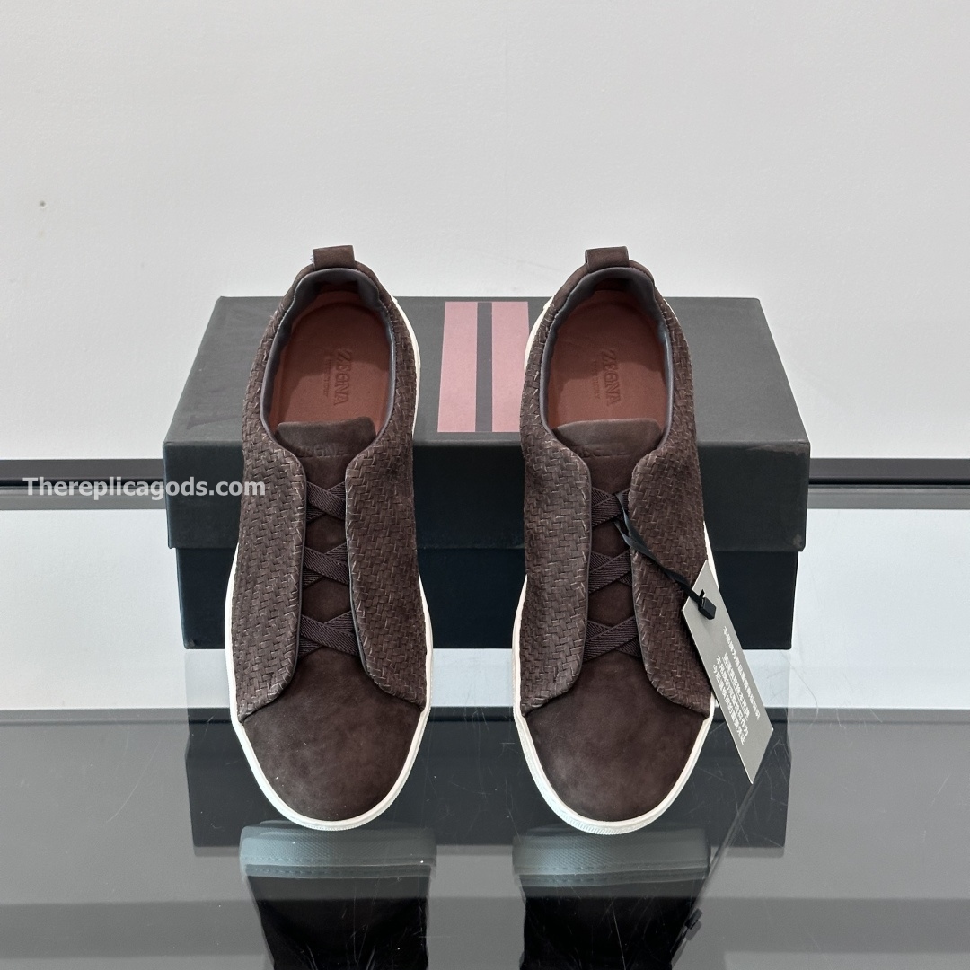 BROWN LEATHER TRIPLE STITCH SNEAKERS, photo 5