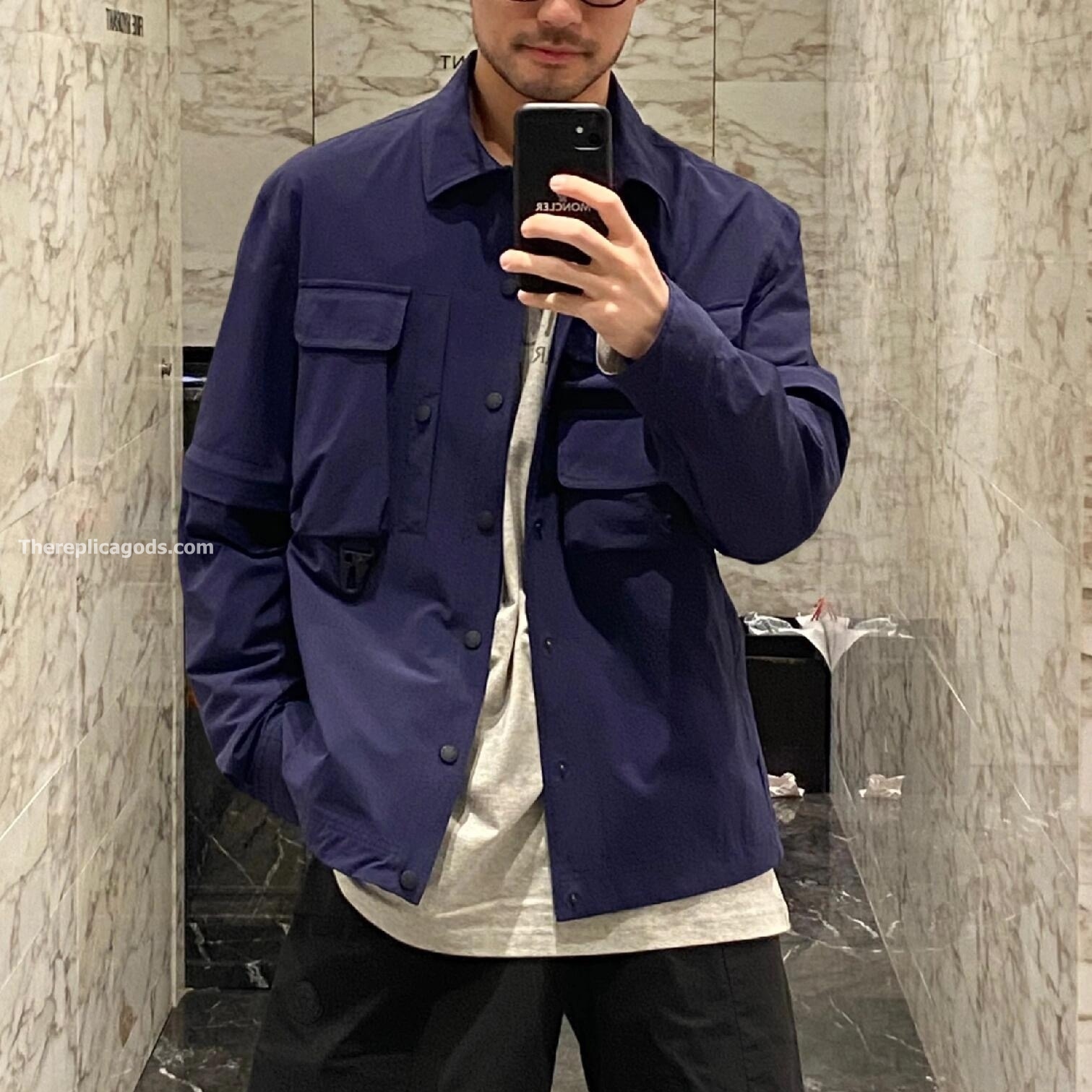 BLUE TARA STRETCH NYLON UTILITY JACKET