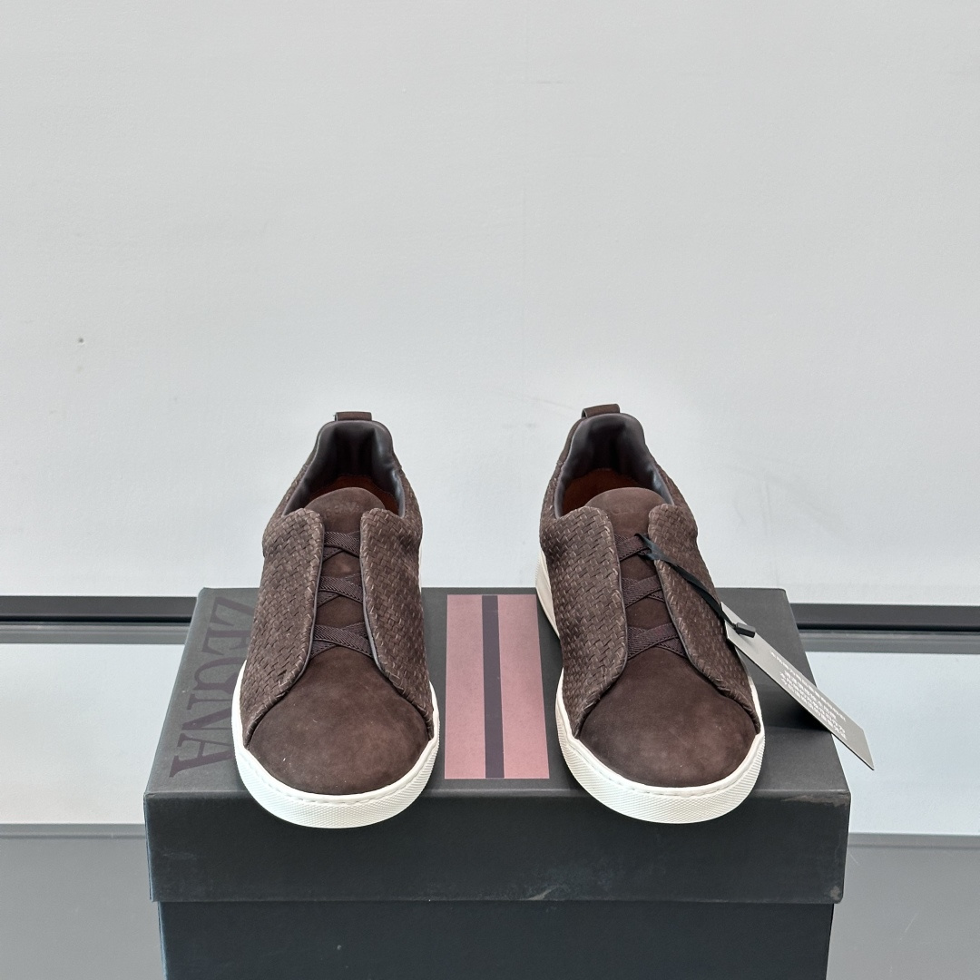BROWN LEATHER TRIPLE STITCH SNEAKERS, photo 3