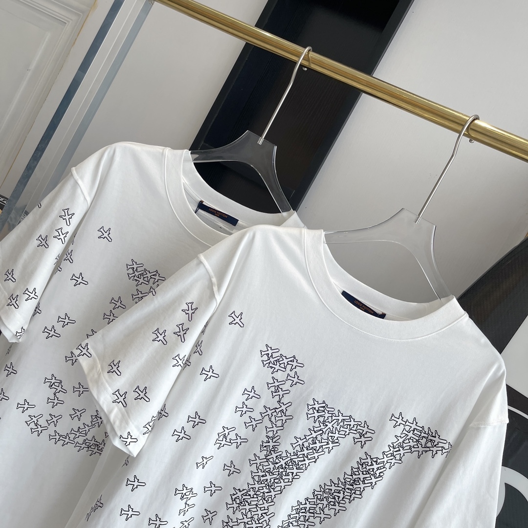 AIRPLANE PRINTED T-SHIRT IN WHITE - TP583
