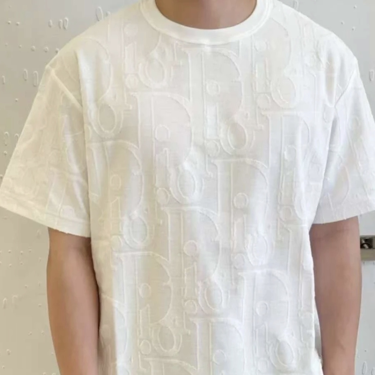 OBLIQUE T-SHIRT, RELAXED FIT WHITE COTTON JERSEY - TP572