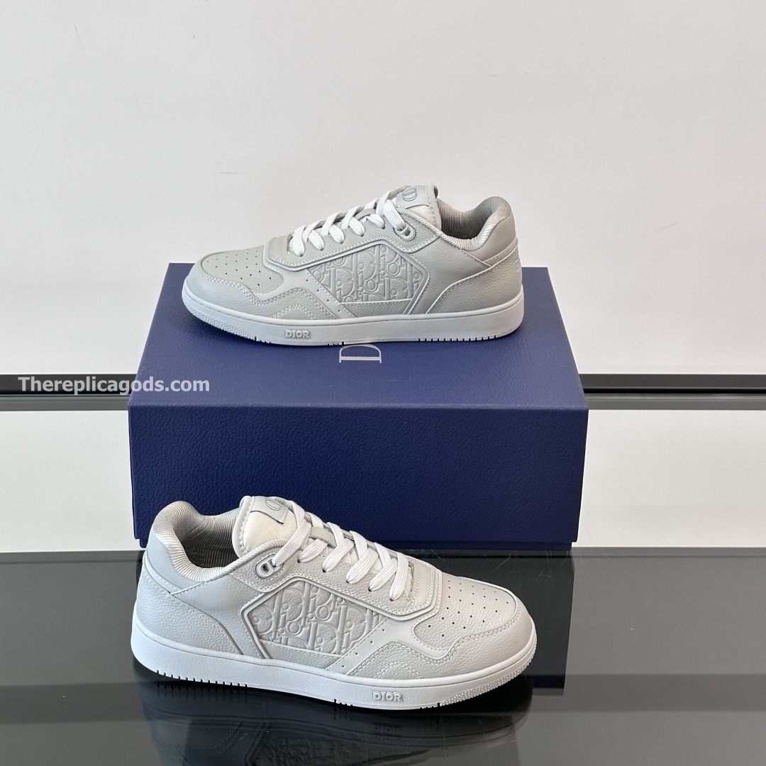 B27 UPTOWN LOW-TOP SNEAKERS GRAY GRAINED CALFSKIN AND GRAY GRAVITY LEATHER - CD410
