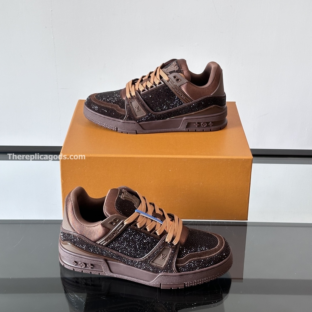 TRAINER SNEAKERS MOKA BROWN SWAROVSKI CRYSTALS - LV940