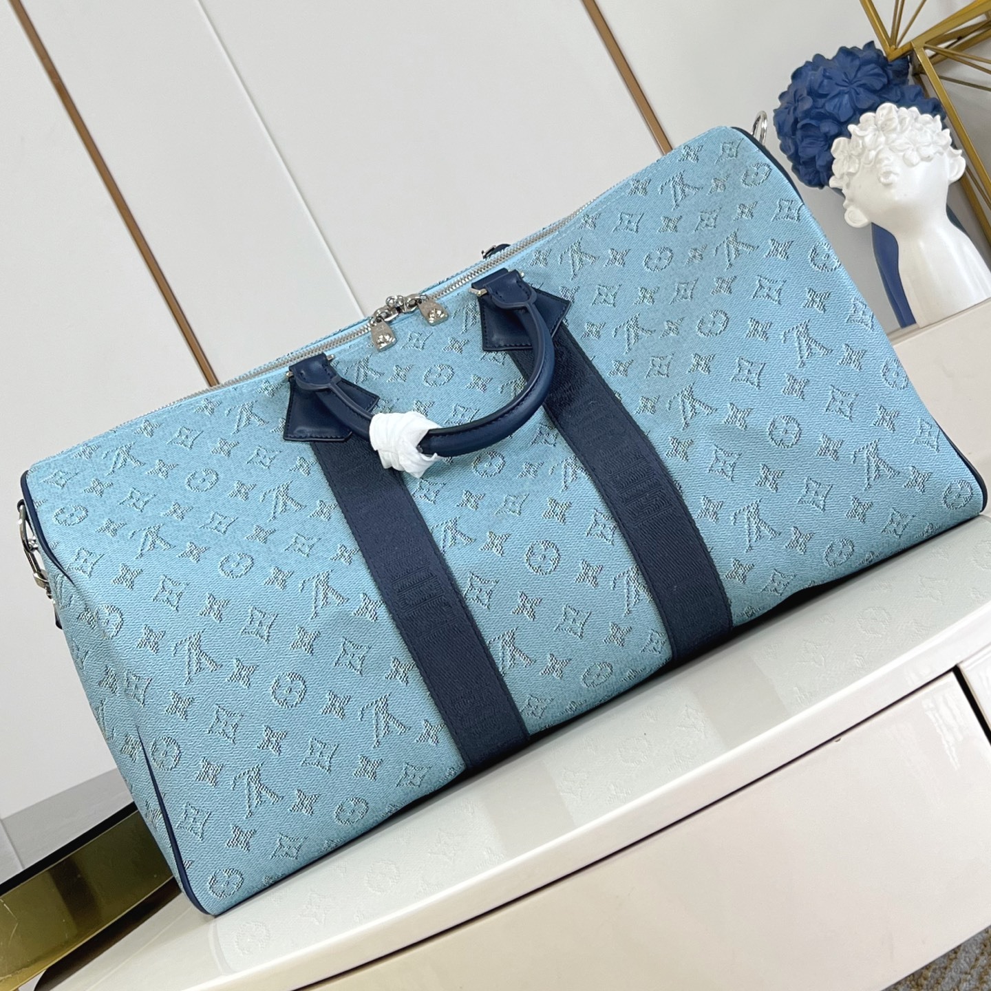 KEEPALL BANDOULI?RE 50 BAG BLUE MONOGRAM CANVAS M14837