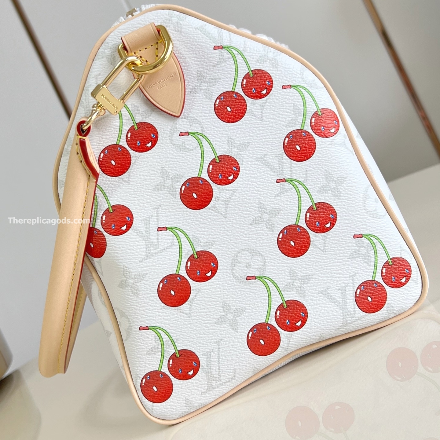 x TAKASHI MURAKAMI SPEEDY SOFT BANDOULIERE 30 WHITE MONOGRAM CANVAS M14238