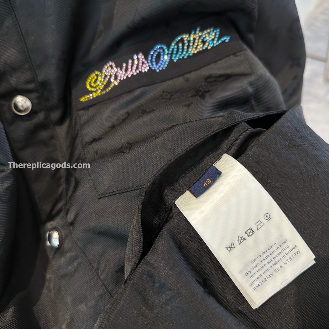 MONOGRAM MOIRE JACQUARD SILK OVERSHIRT IN BLACK - SH353