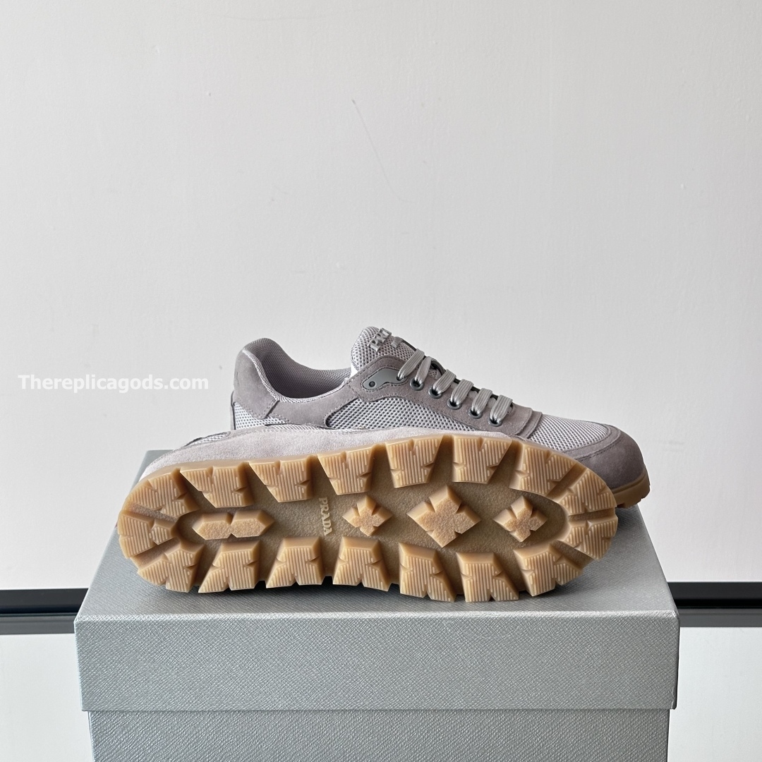 TRAIL MESH FABRIC AND SUEDE SNEAKERS IN GREY - PD228