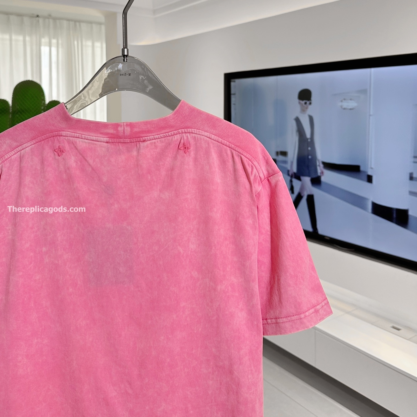 WASHED RIBBED T-SHIRT IN PINK - TP631