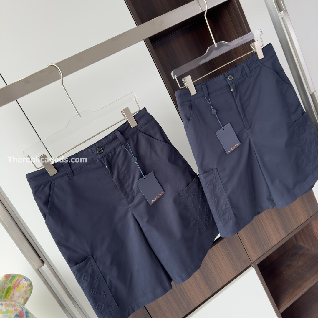 MONOGRAM POCKET CARGO SHORTS IN BLUE - TP647