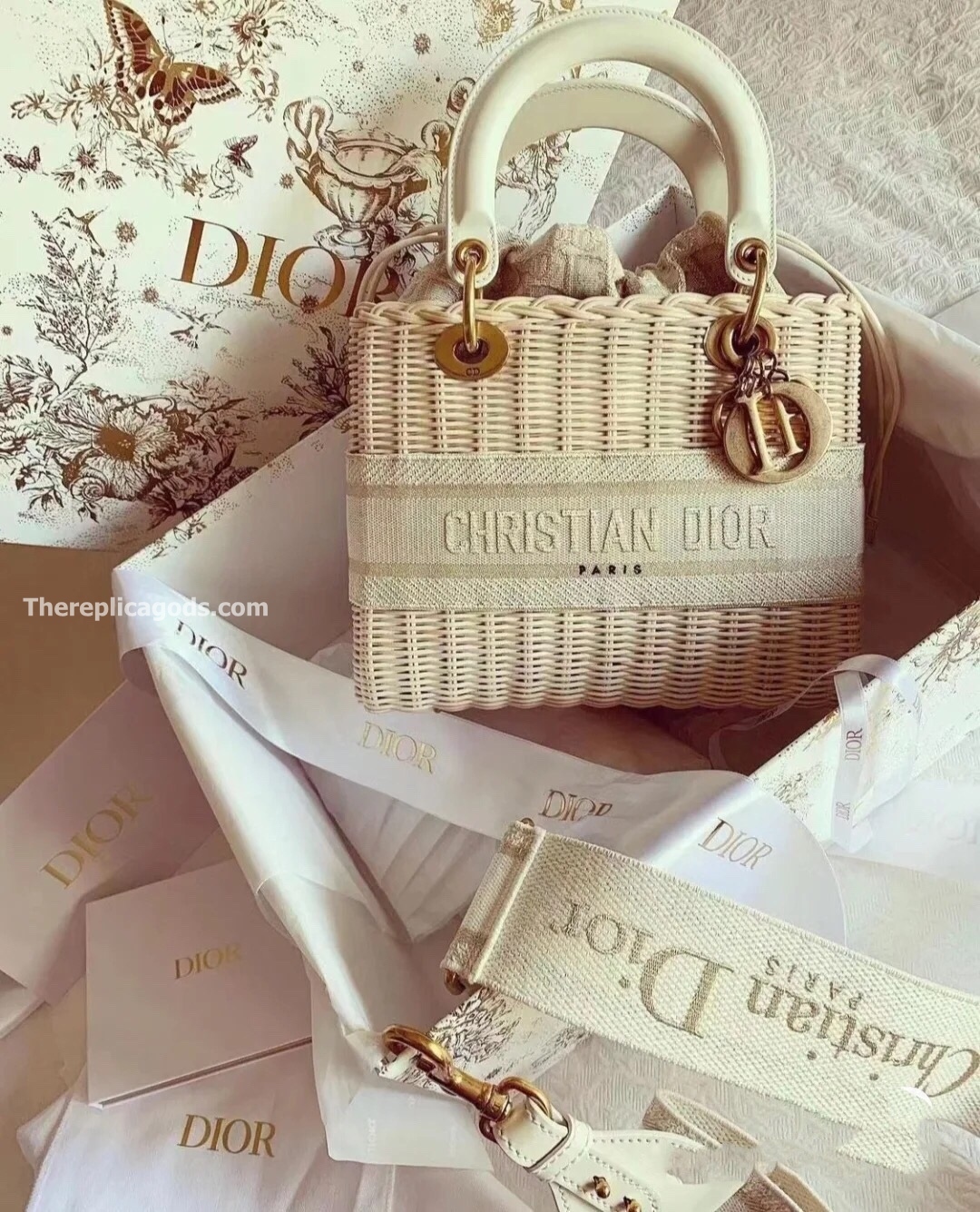 MEDIUM LADY BAG WICKER OBLIQUE CANVAS
