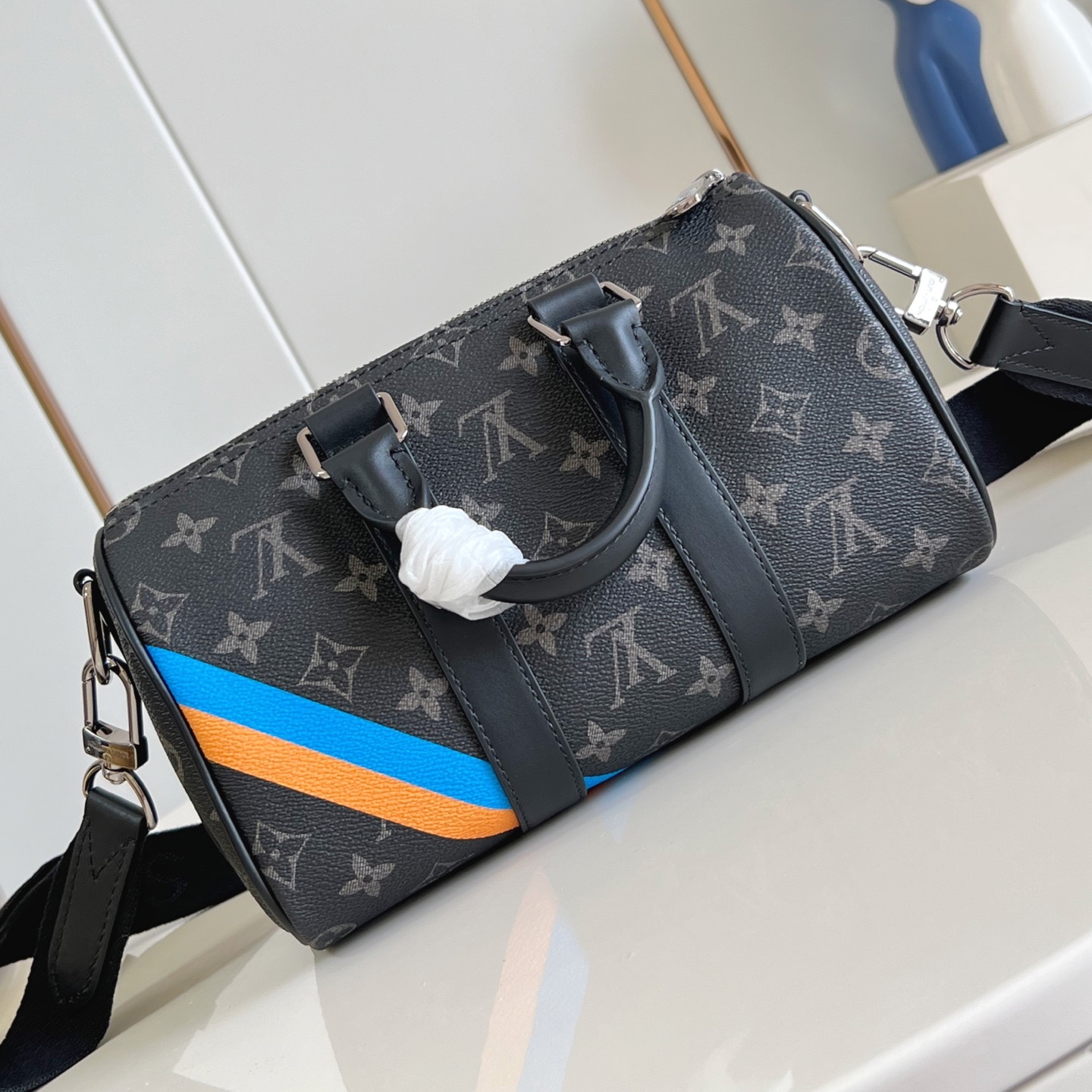 KEEPALL BANDOULI?RE 25 BLACK MONOGRAM ECLIPSE P01942