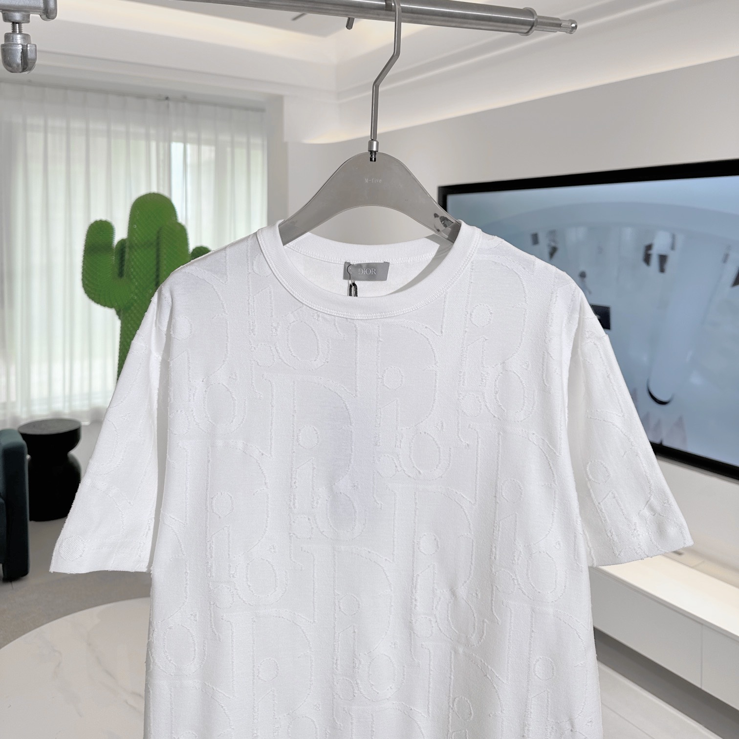 OBLIQUE T-SHIRT, RELAXED FIT WHITE COTTON JERSEY - TP572