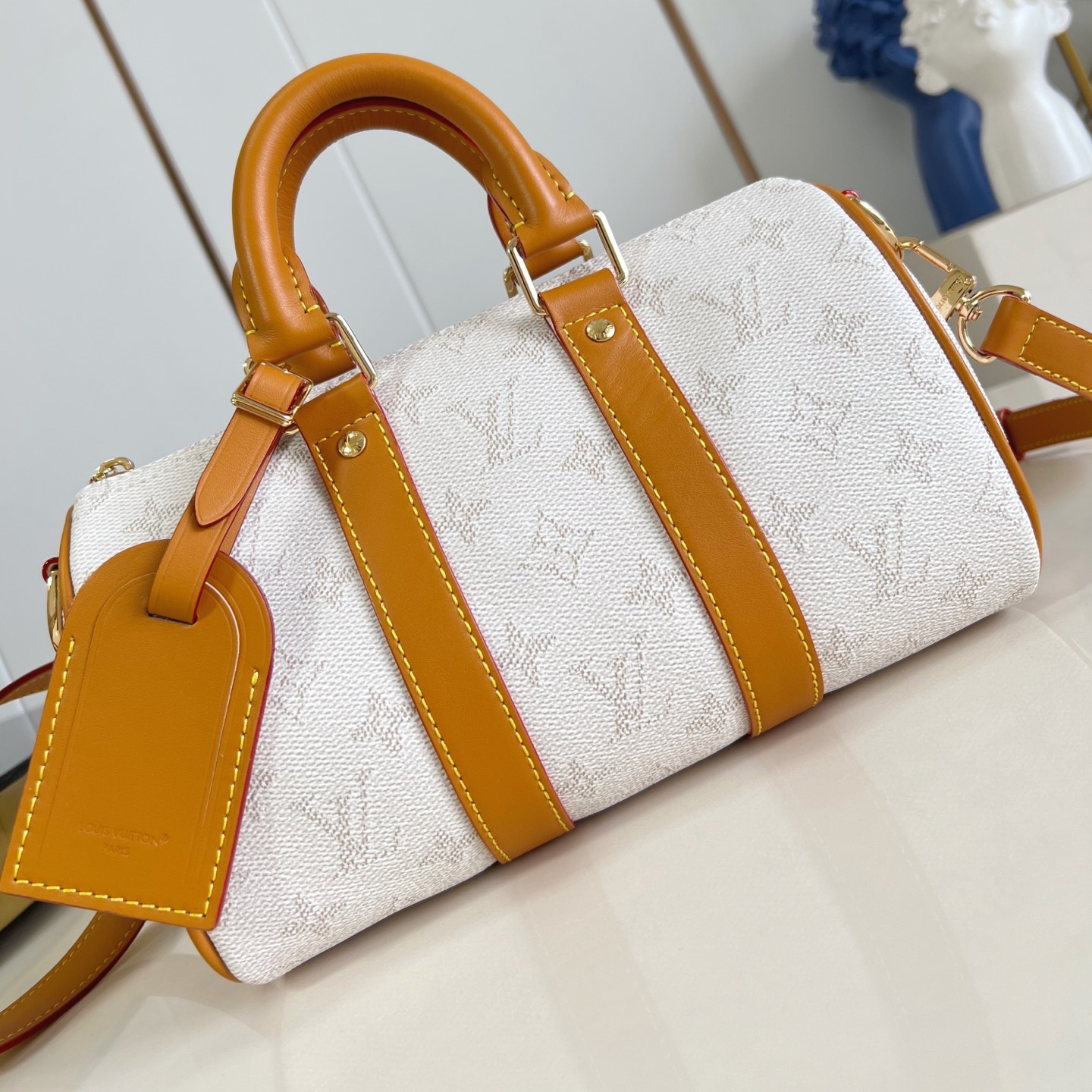 KEEPALL BANDOULIERE 25 BROWN MONOGRAM HERITAGE CANVAS M15076