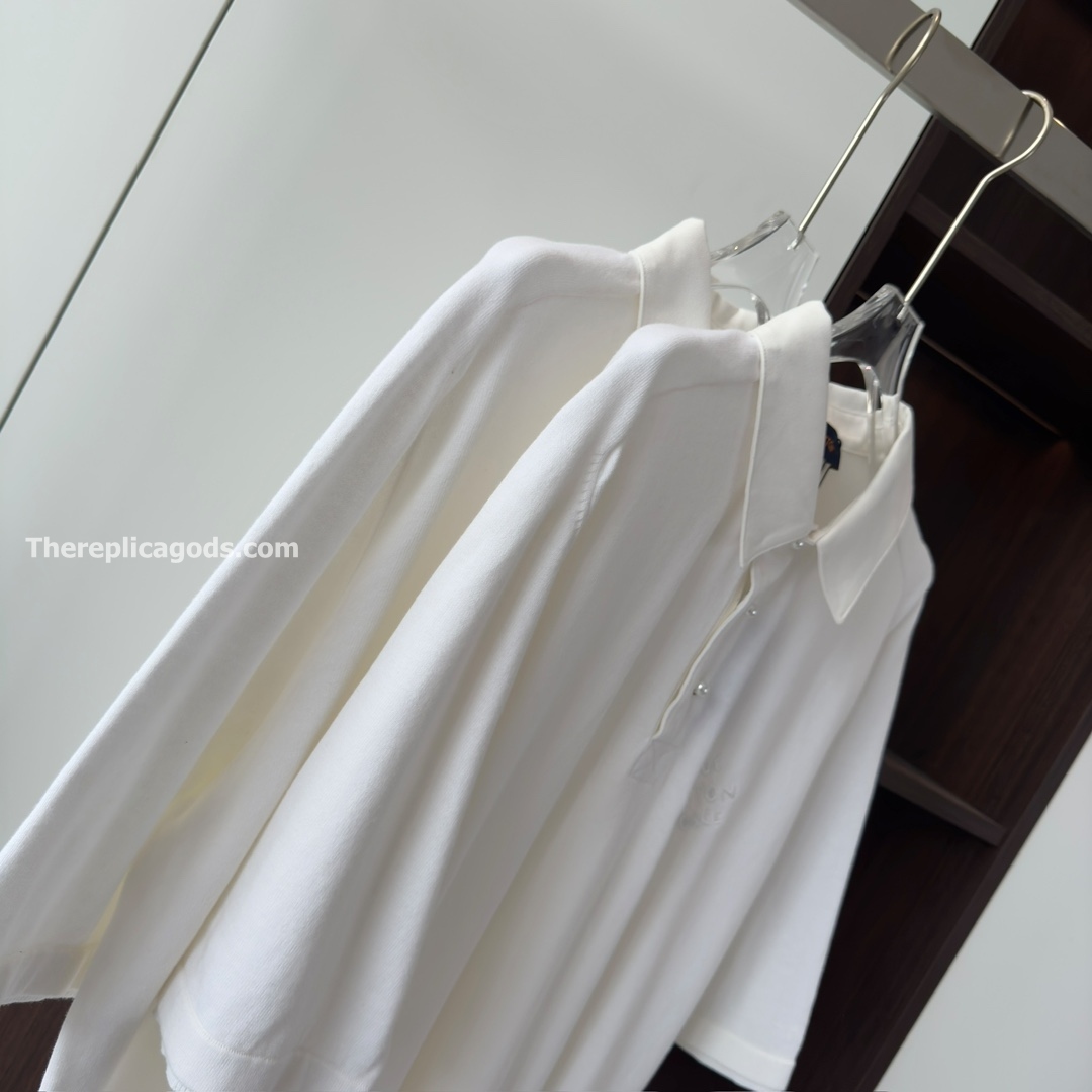 EMBROIDERED SHORT-SLEEVED COTTON BLEND POLO SHIRT IN WHITE - TP607