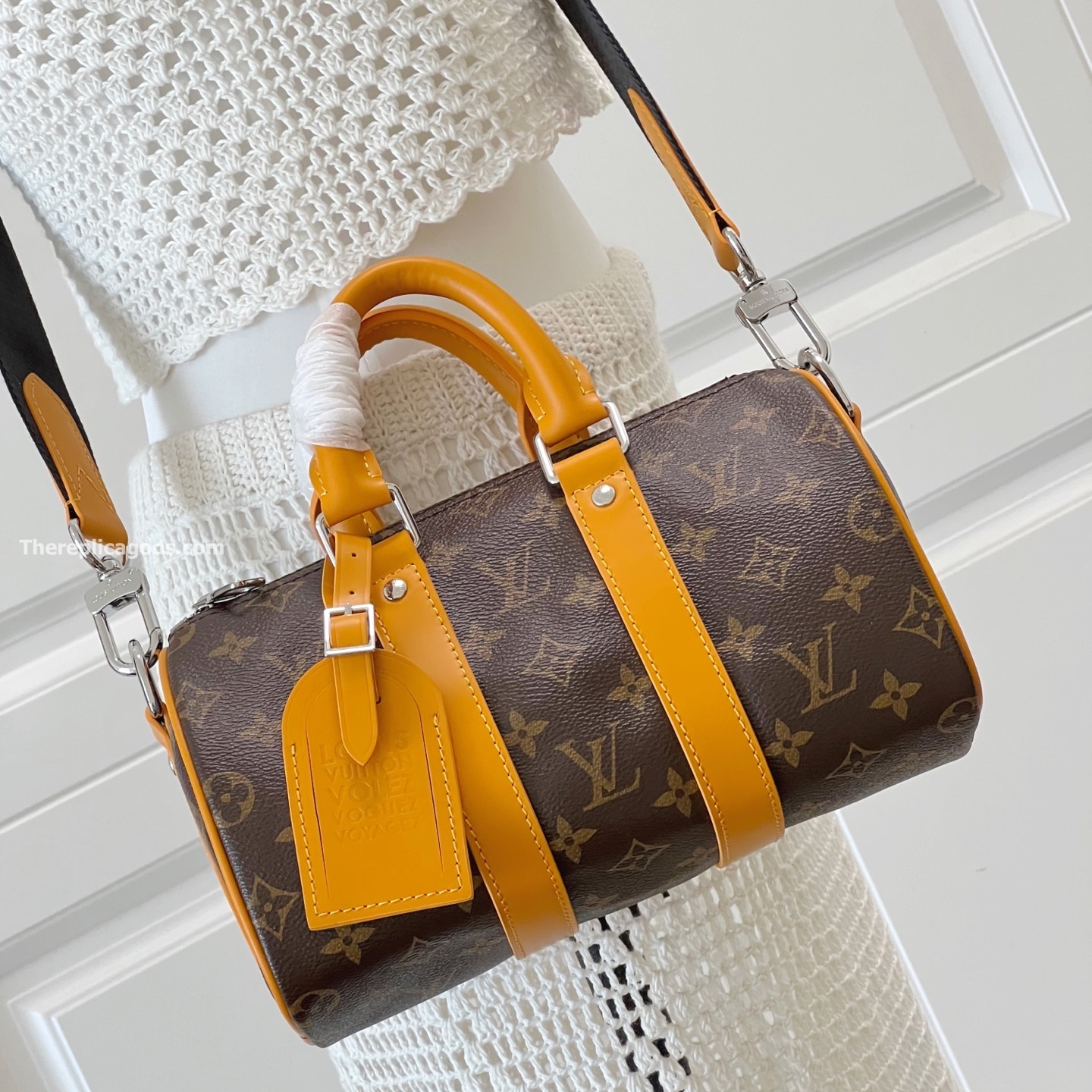 KEEPALL BANDOULIERE 25 BAG SAFRAN YELLOW MONOGRAM MACASSAR M12733