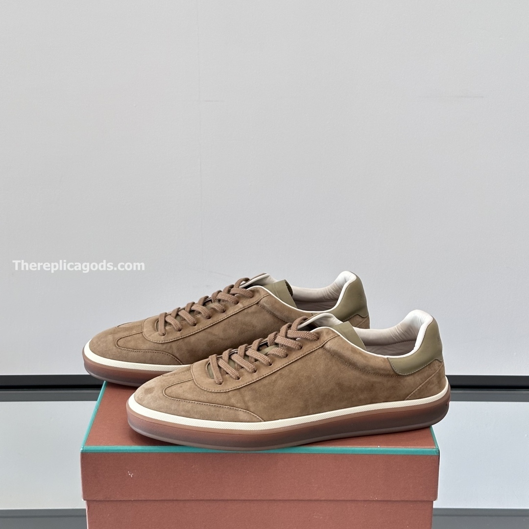 TENNIS WALK SNEAKERS SUEDE CALF SPLIT TUNDRA GREEN - LR71