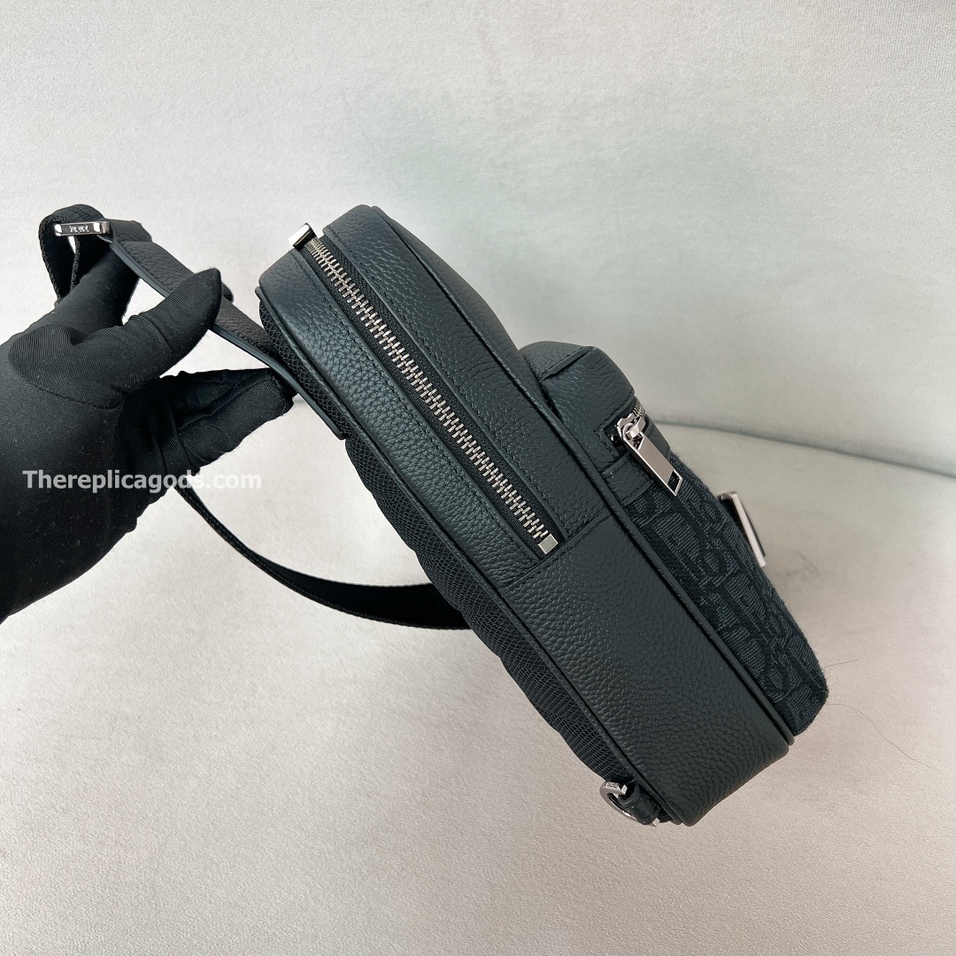 RIDER 2.0 SLING BAG BLACK OBLIQUE JACQUARD AND GRAINED CALFSKIN