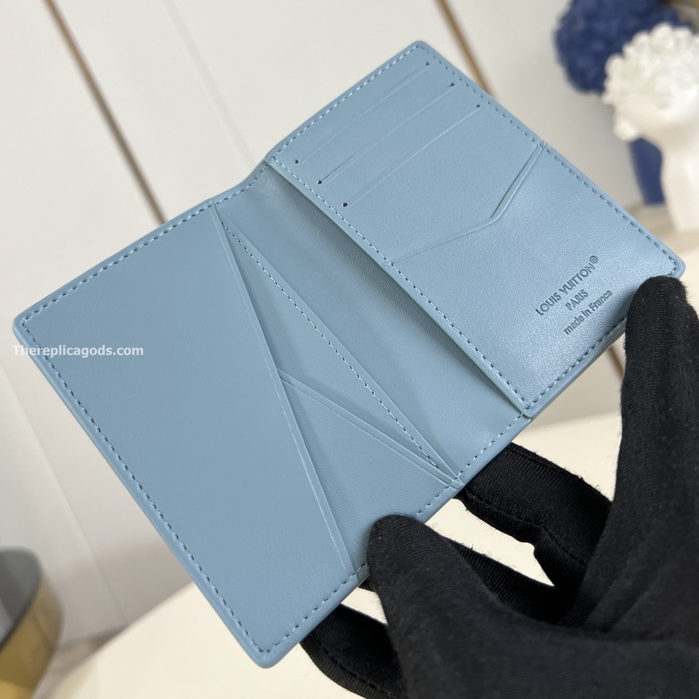 POCKET ORGANIZER SKY BLUE MONOGRAM SHADOW CALF LEATHER M14861