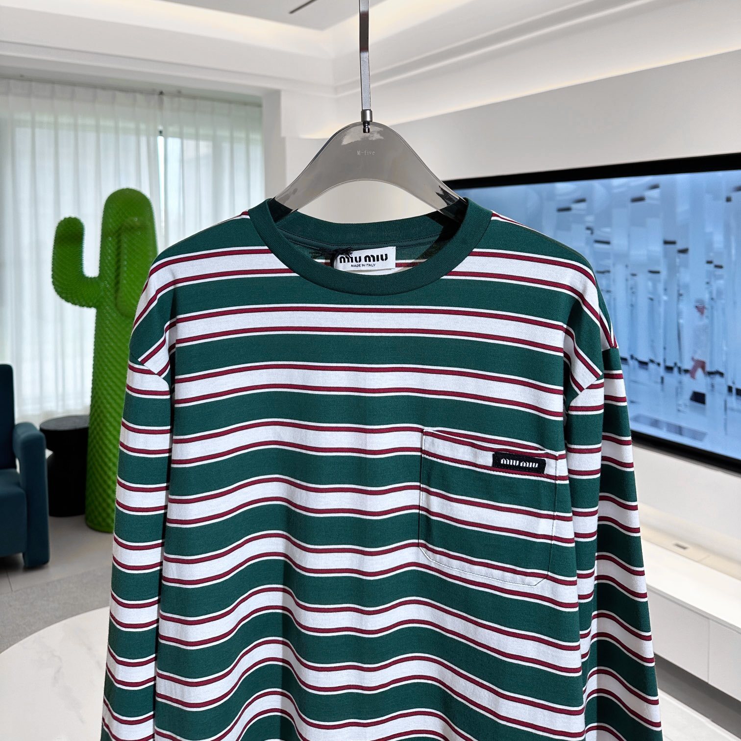 LONG-SLEEVED COTTON JERSEY T-SHIRT IN GREEN - SK592