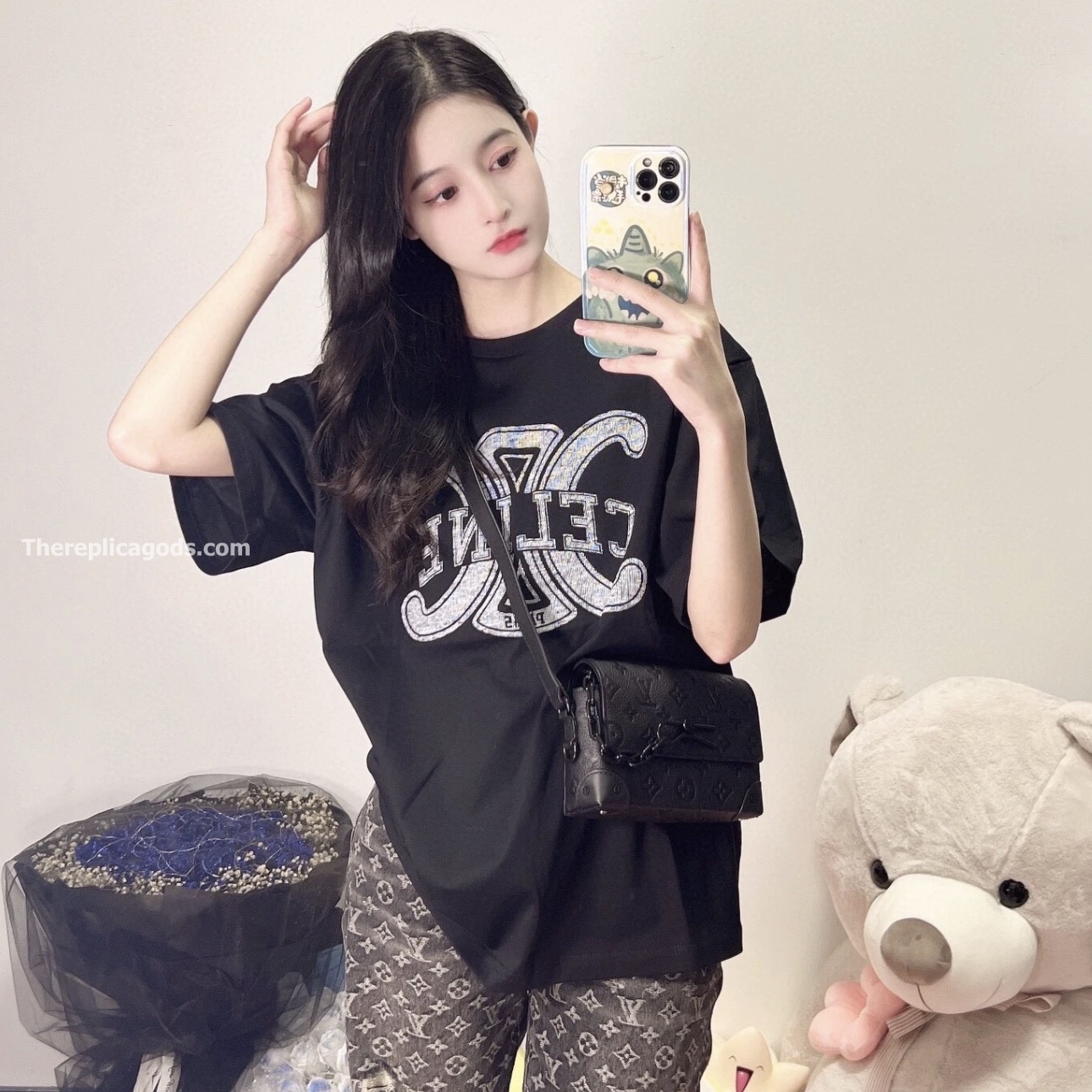 LOOSE T-SHIRT IN BLACK COTTON JERSEY - TP632