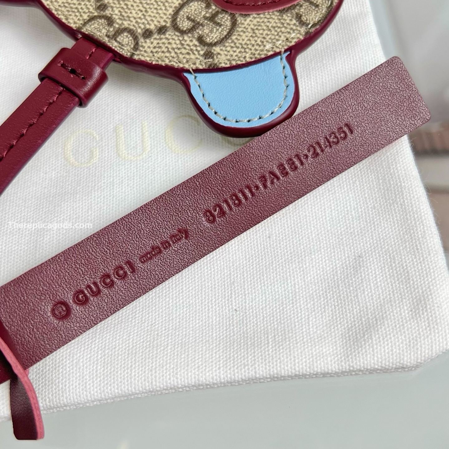 PANDA-SHAPED BAG CHARM BEIGE AND DARK BROWN NEW GG MONOGRAM CANVAS