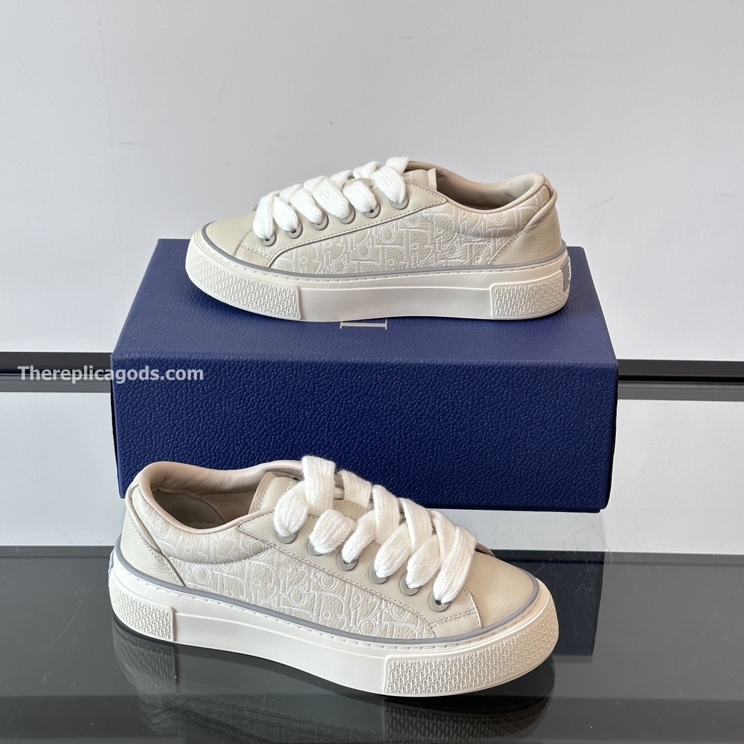 B33 SPIN SNEAKERS BEIGE GRAINED CALFSKIN AND BEIGE GRAVITY OUTLINE LEATHER - CD414