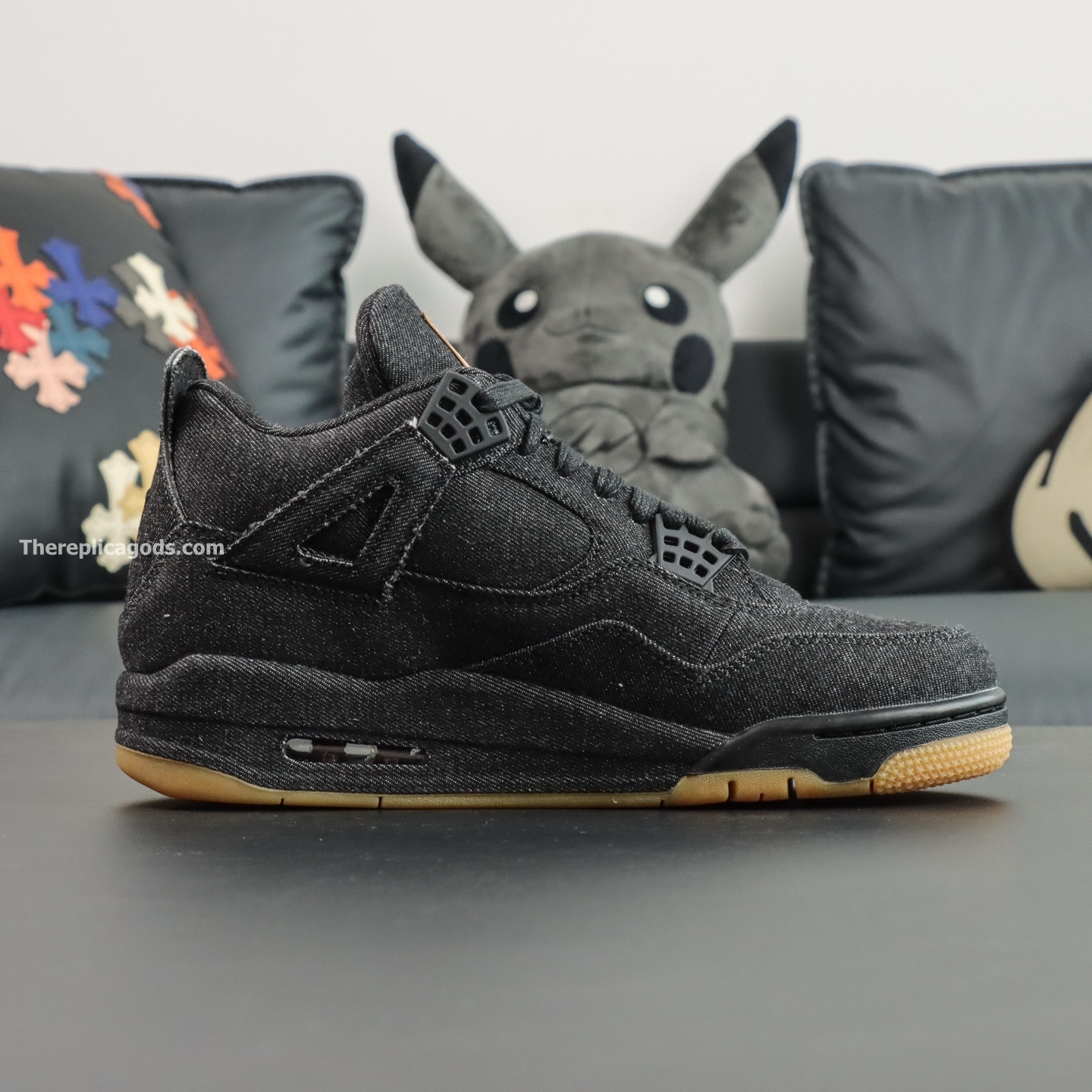 JORDAN 4 RETRO X LEVI'S BLACK DENIM SNEAKERS