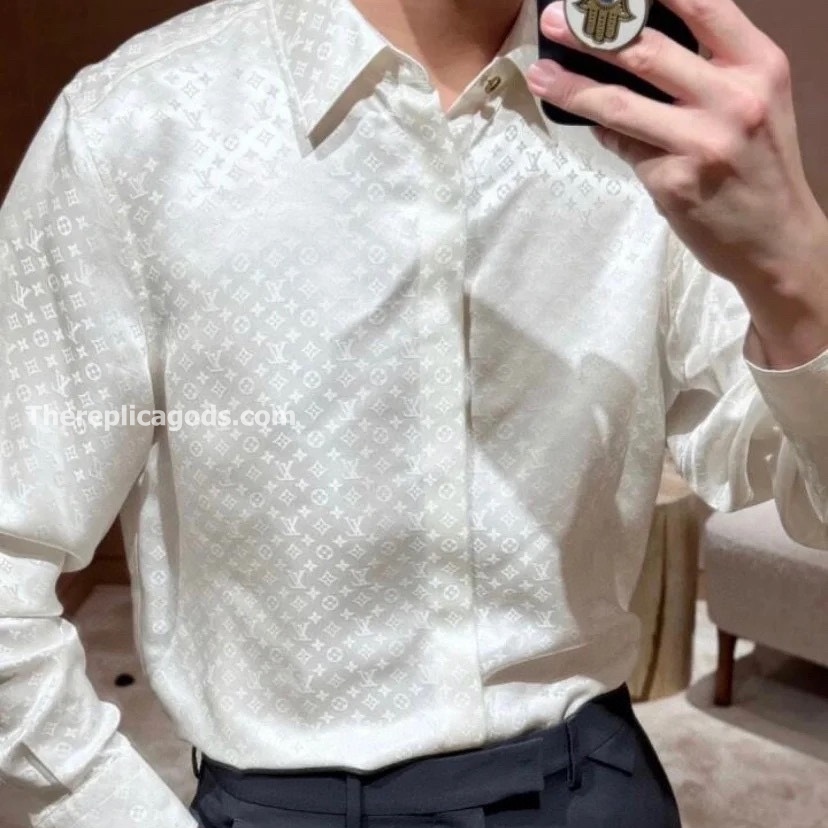 MINI MONOGRAM SILK EVENING SHIRT IN WHITE - TP666