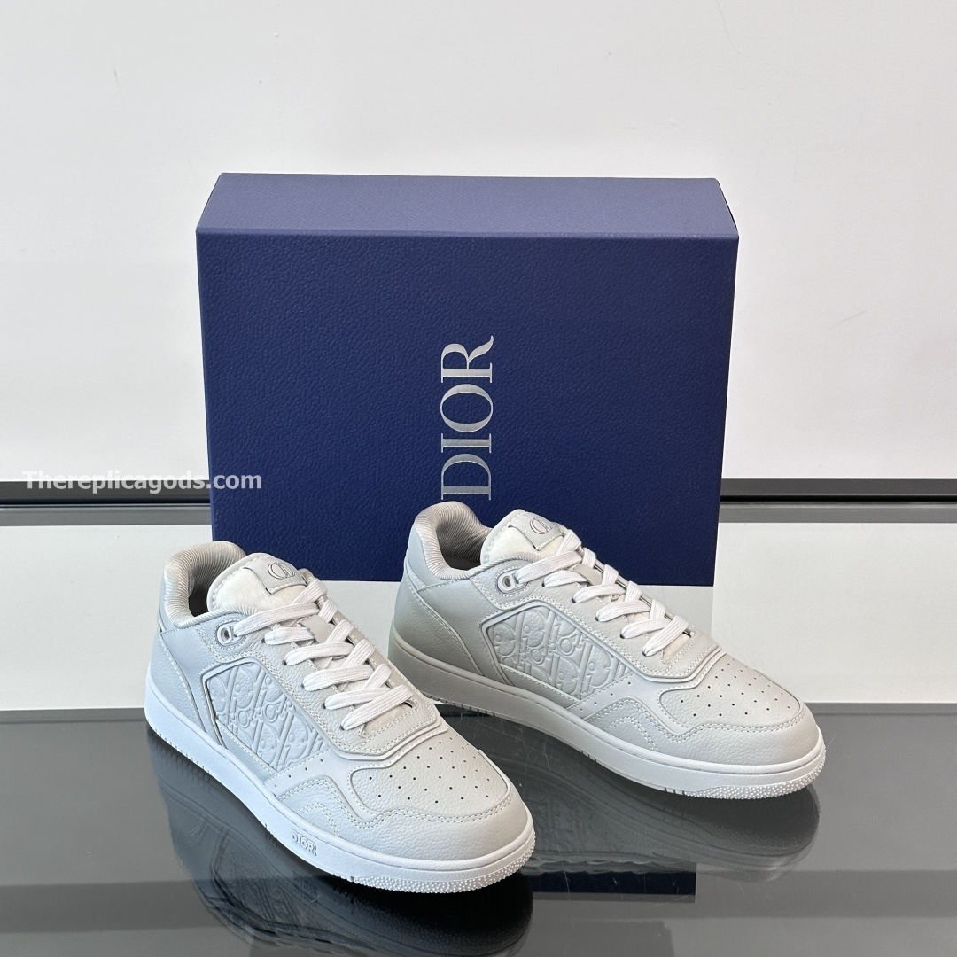 B27 UPTOWN LOW-TOP SNEAKERS GRAY GRAINED CALFSKIN AND GRAY GRAVITY LEATHER - CD410
