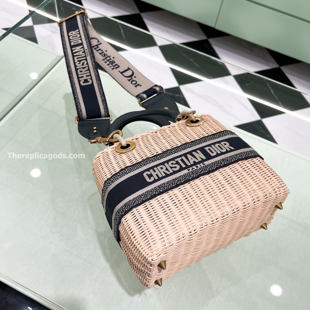 MEDIUM LADY BAG NATURAL WICKER OBLIQUE JACQUARD
