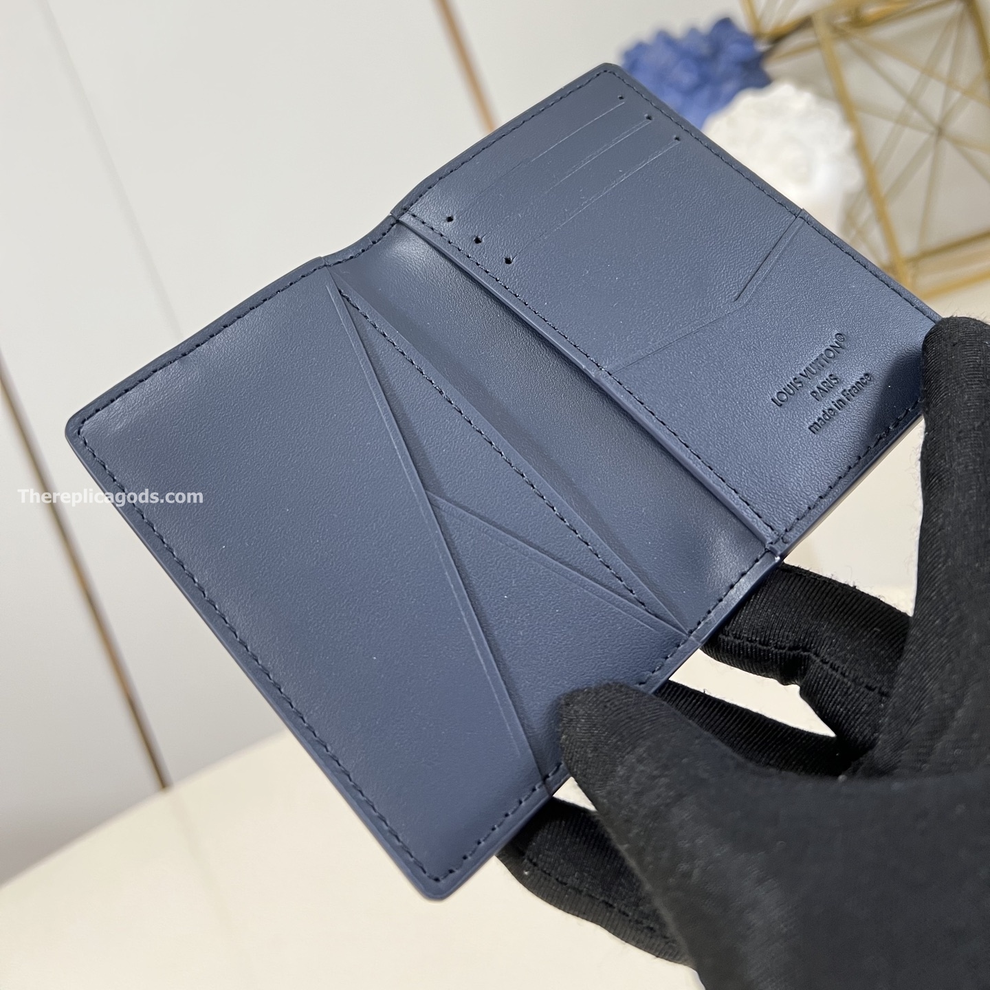 POCKET ORGANIZER NAVY BLUE MONOGRAM SHADOW M14786