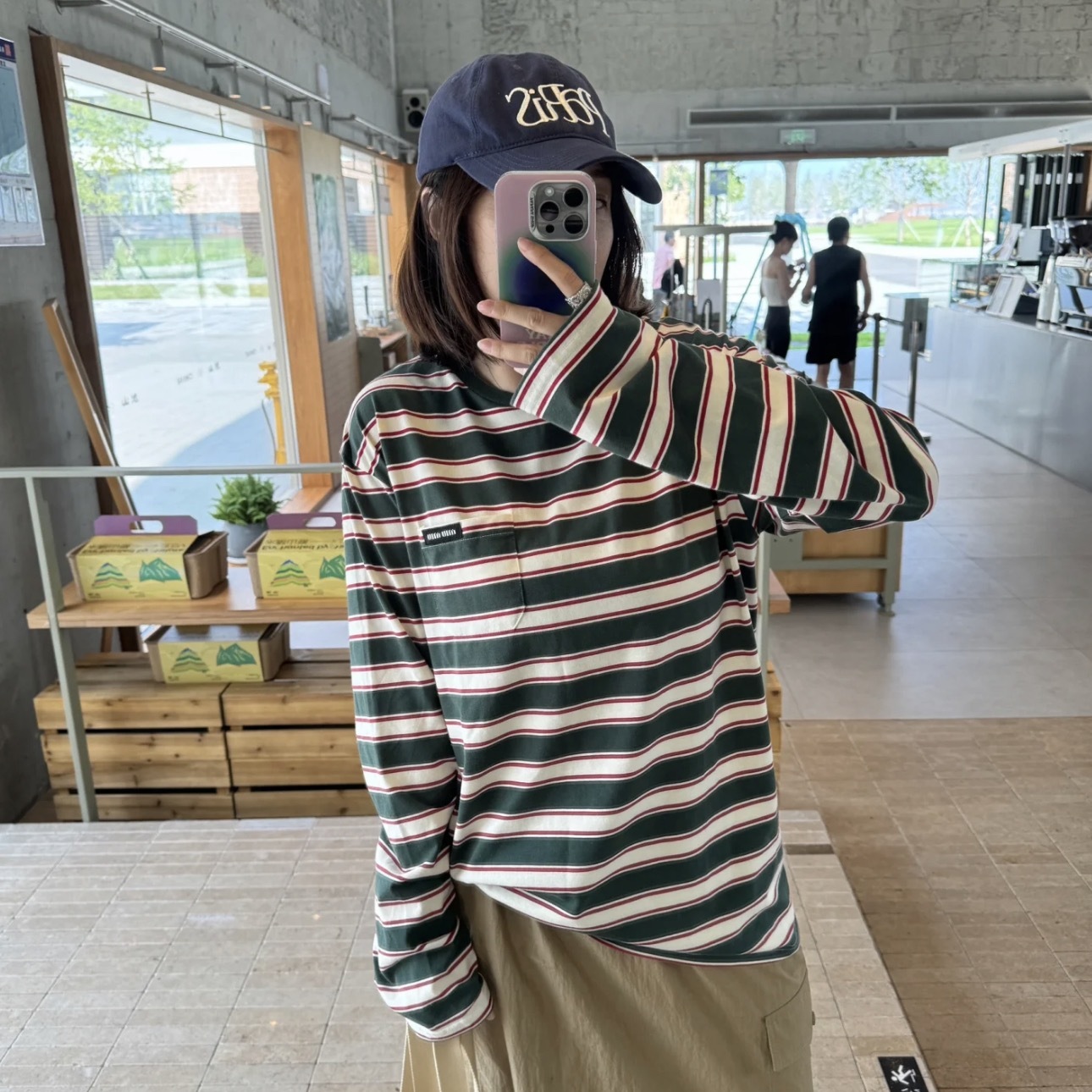 LONG-SLEEVED COTTON JERSEY T-SHIRT IN GREEN - SK592