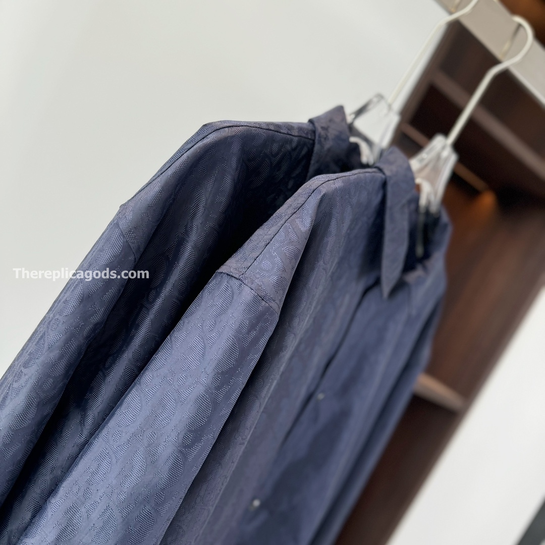 OBLIQUE BLOUSON JACKET BLUE TECHNICAL JACQUARD - SH358