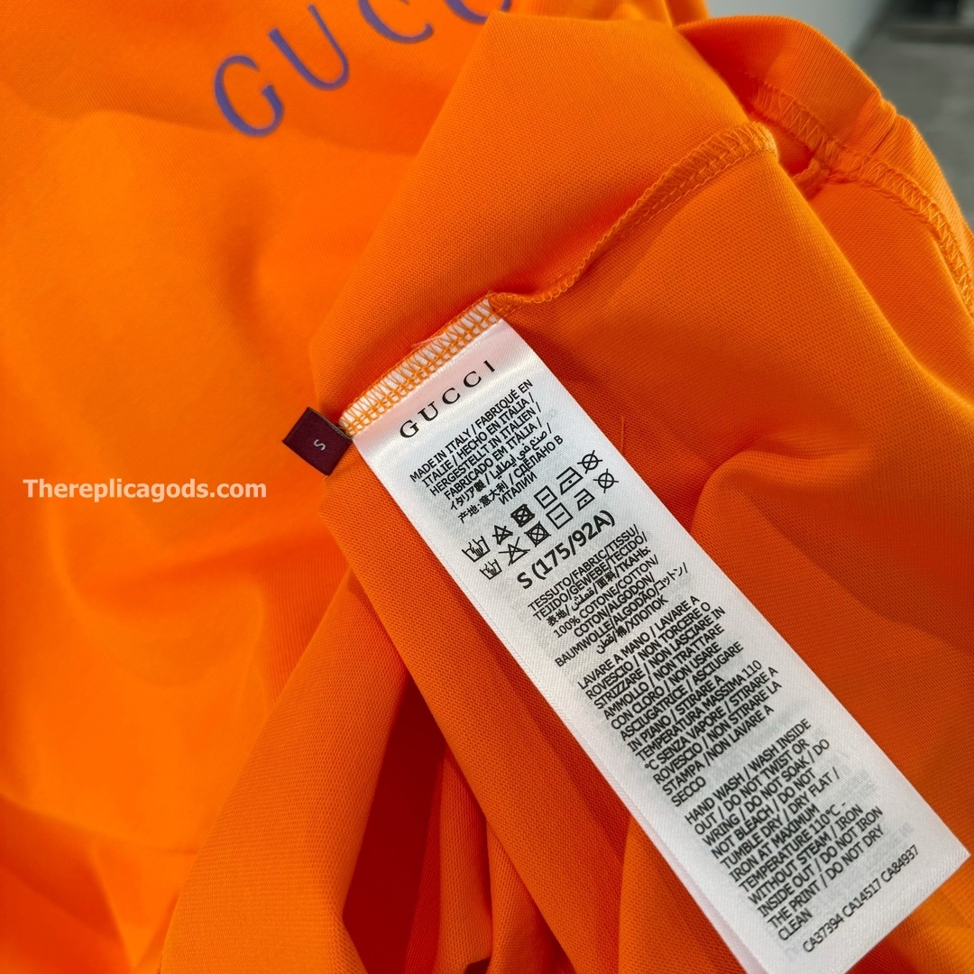 PRINTED COTTON JERSEY T-SHIRT IN ORANGE - TP610