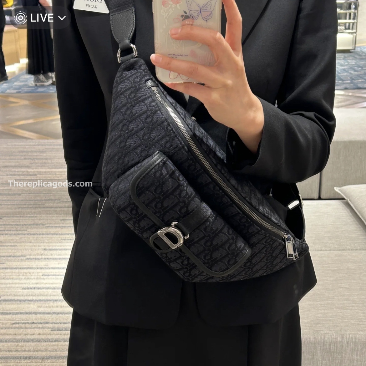 8 BELT BAG BLACK OBLIQUE JACQUARD