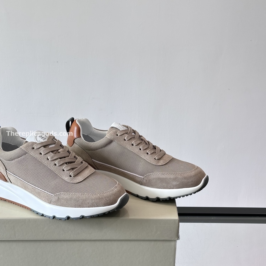 SUEDE AND MESH SNEAKERS IN BEIGE, photo 8