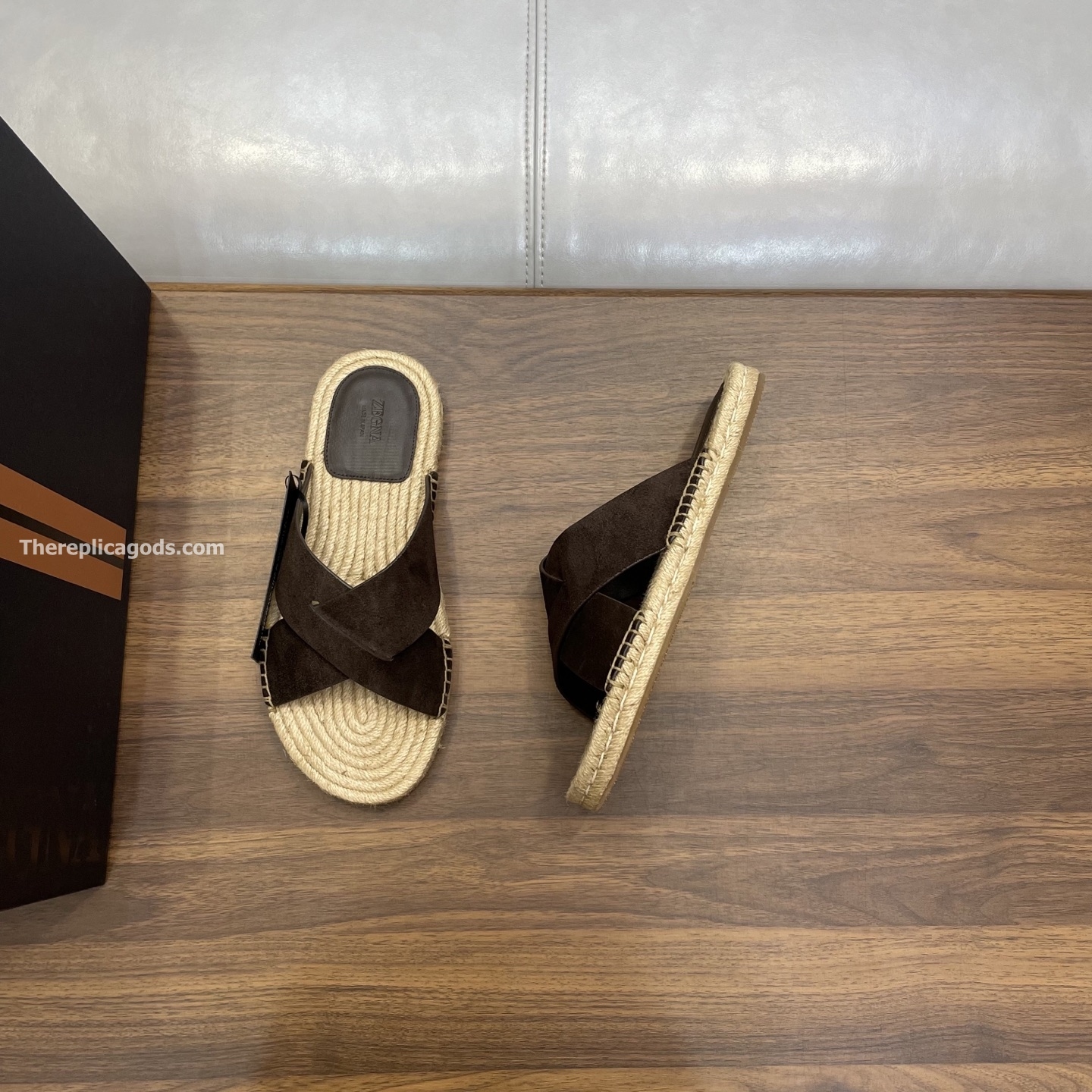 PANAREA LEATHER SANDALS IN BROWN - ZNS4