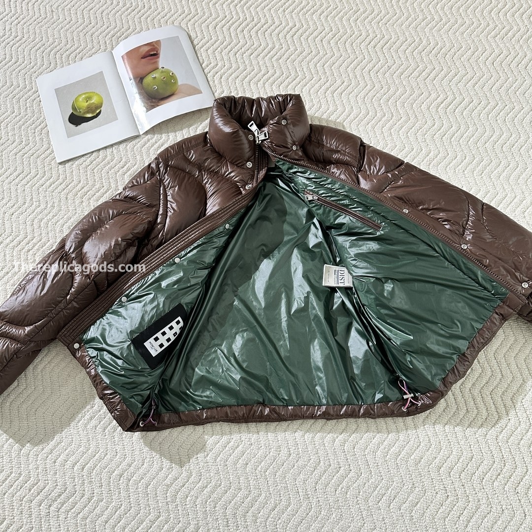 X PALM ANGELS HAUNANI NYLON DOWN JACKET IN BROWN