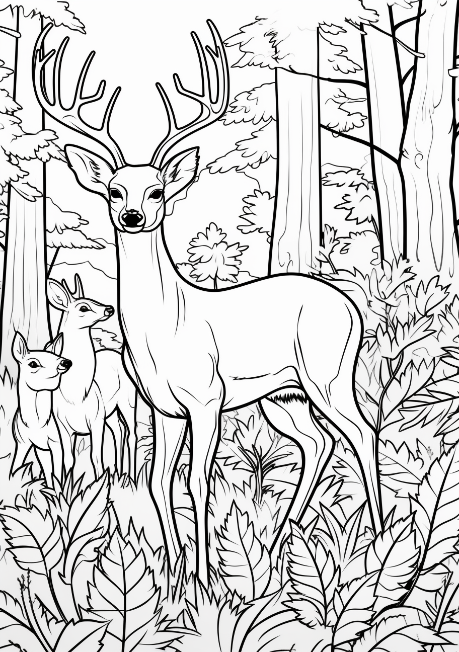 Forest Fauna Wildlife Collection - Printable Coloring Page - Image ...