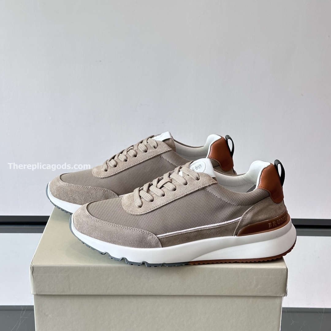 SUEDE AND MESH SNEAKERS IN BEIGE, photo 4