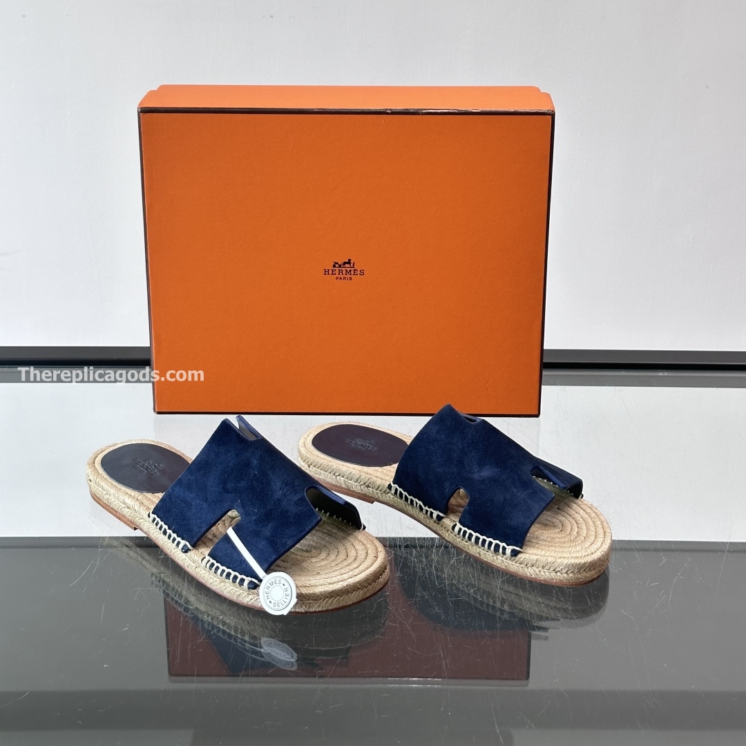 ANTIGUA SANDALS NAVY BLUE SUEDE LEATHER - HS148