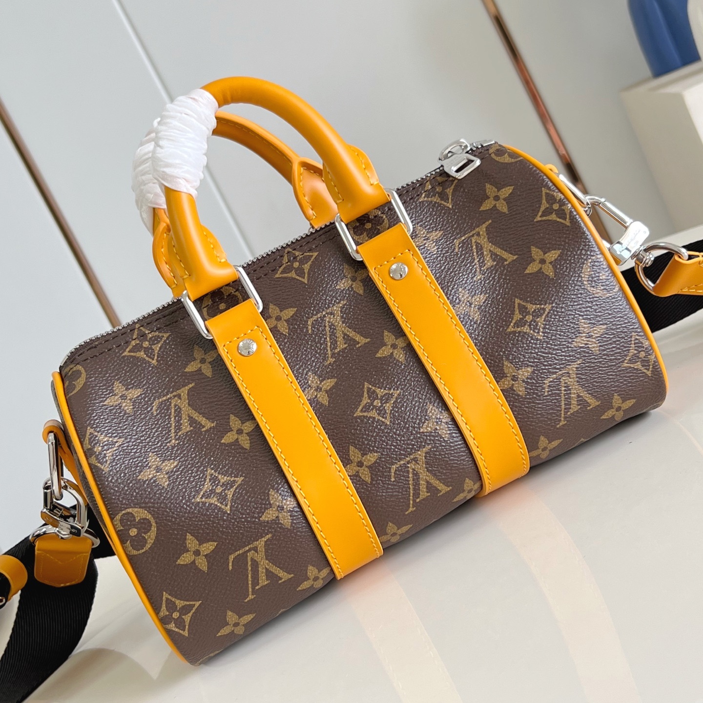 KEEPALL BANDOULIERE 25 BAG SAFRAN YELLOW MONOGRAM MACASSAR M12733