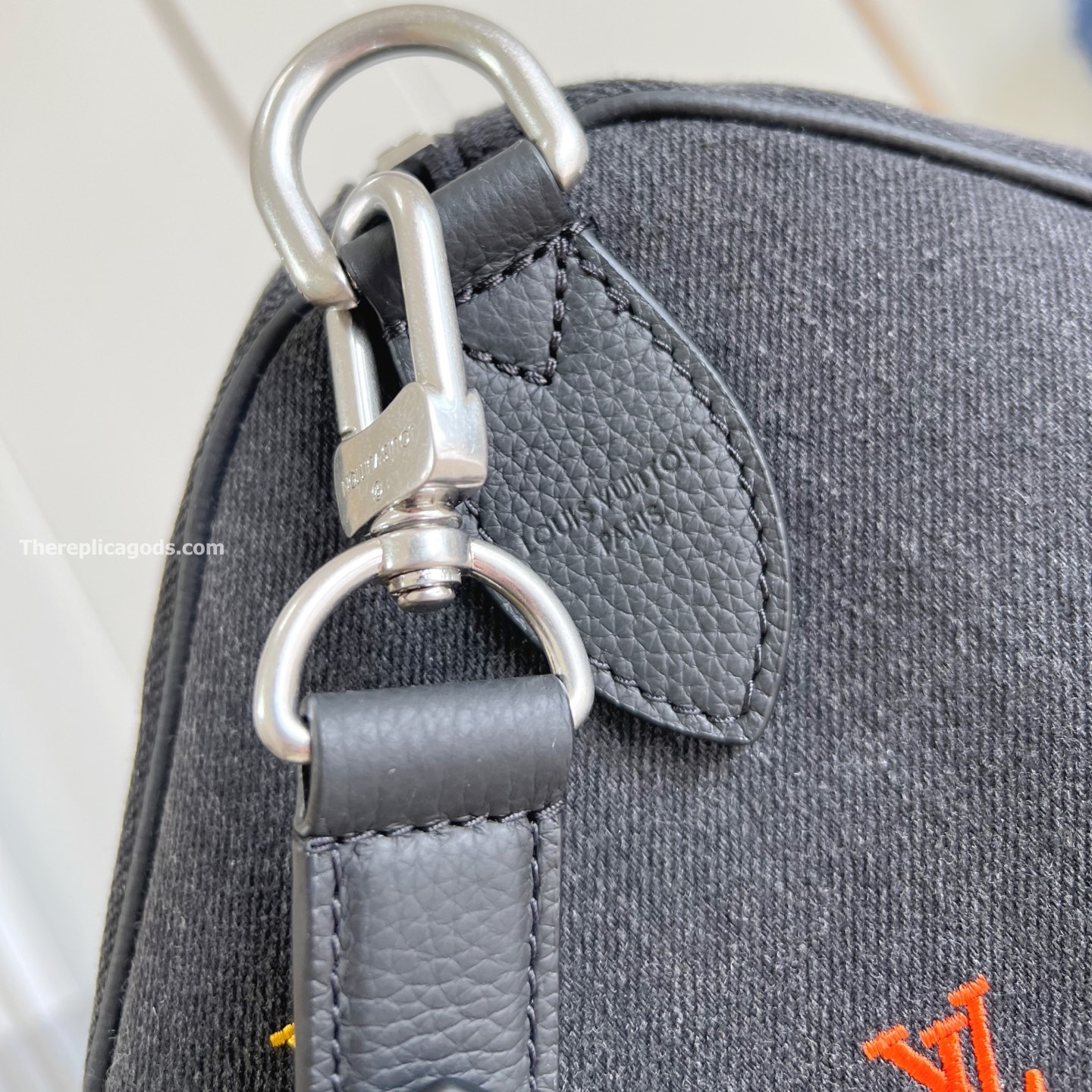 SPEEDY 40 BANDOULIERE GRADIENT ORANGE LV BLASON DENIM M14136