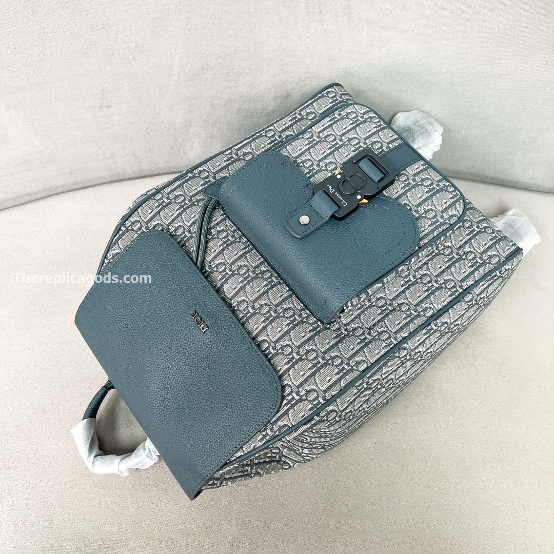 SADDLE BACKPACK WITH FLAP GREY GRAINED CALFSKIN