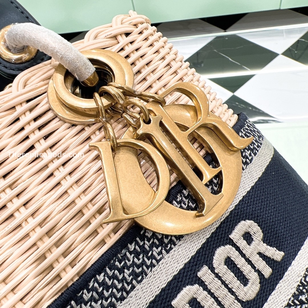 MEDIUM LADY BAG NATURAL WICKER OBLIQUE JACQUARD