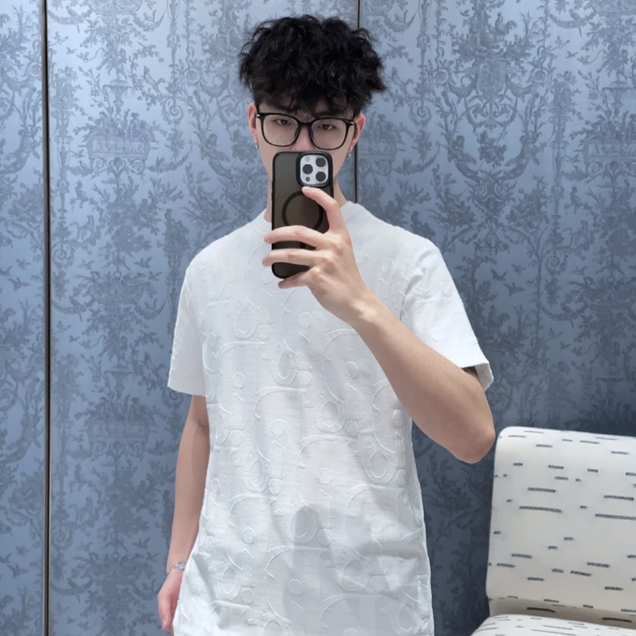 OBLIQUE T-SHIRT, RELAXED FIT WHITE COTTON JERSEY - TP572