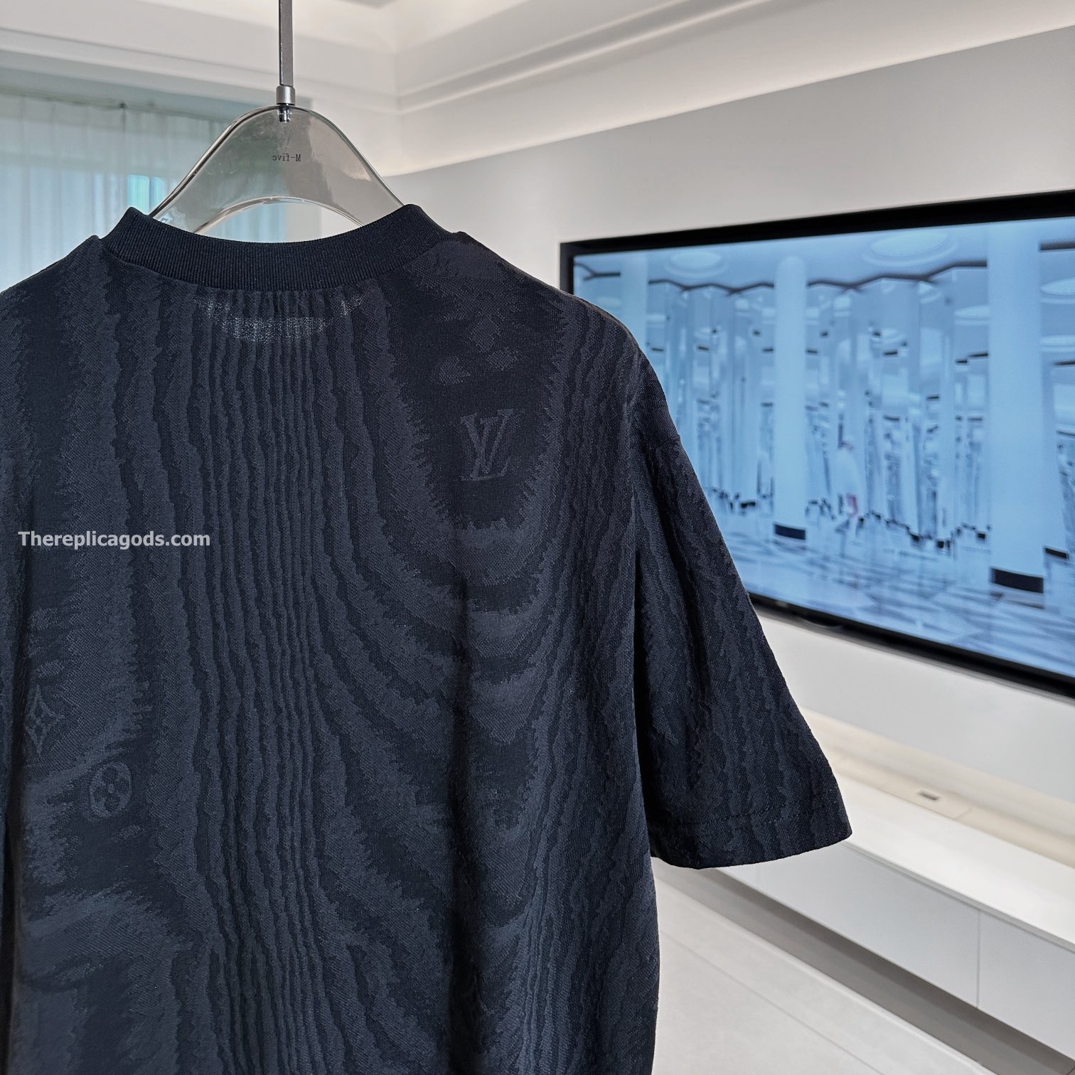 JERSEY JACQUARD T-SHIRT IN BLACK - TP661