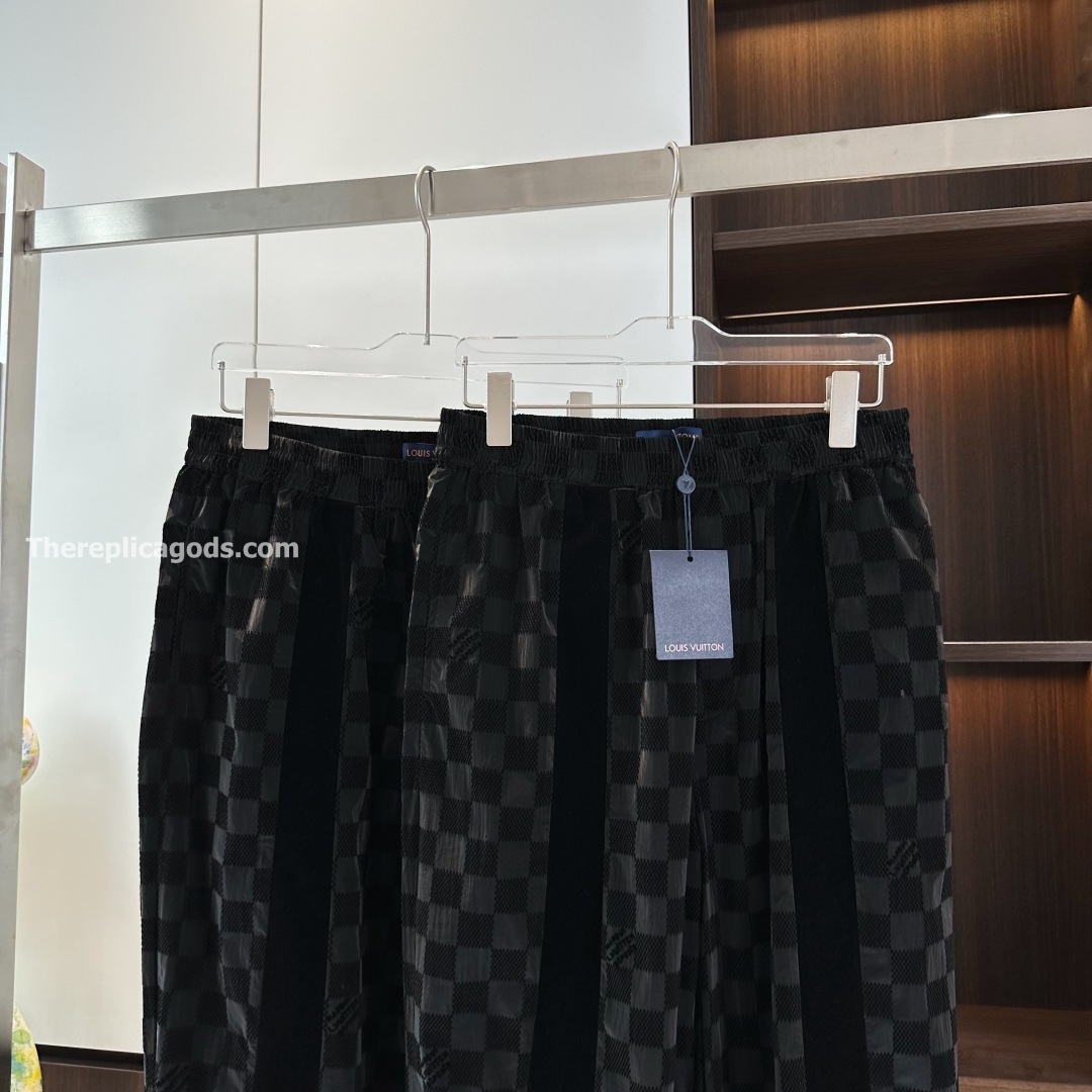 FLOCKED DAMIER TECHNICAL TRACK PANTS IN BLACK - TP603