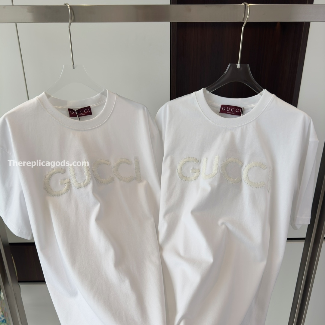 EMBROIDERED COTTON JERSEY T-SHIRT IN WHITE - TP615