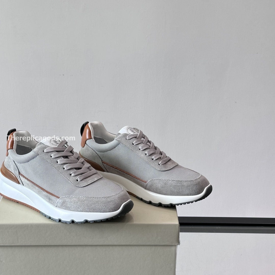 SUEDE AND MESH SNEAKERS IN GREY, photo 8